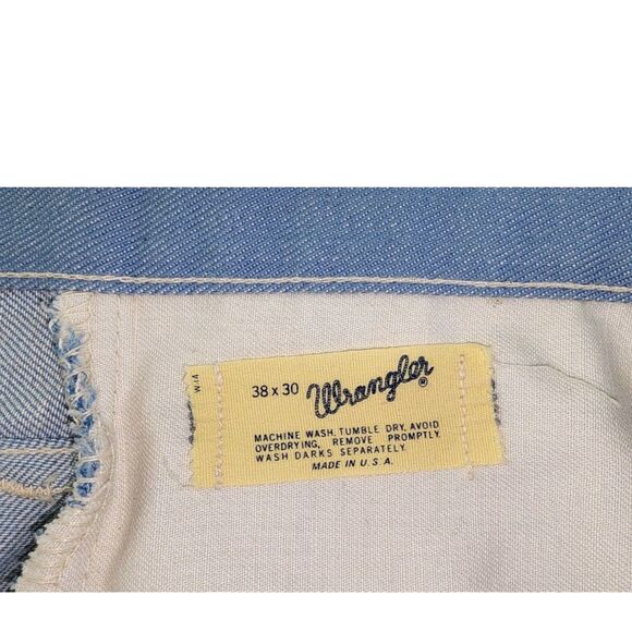 Vintage 70's Wrangler Men's Light Blue Denim Jeans Size 38 x 30 - Picture 8 of 10